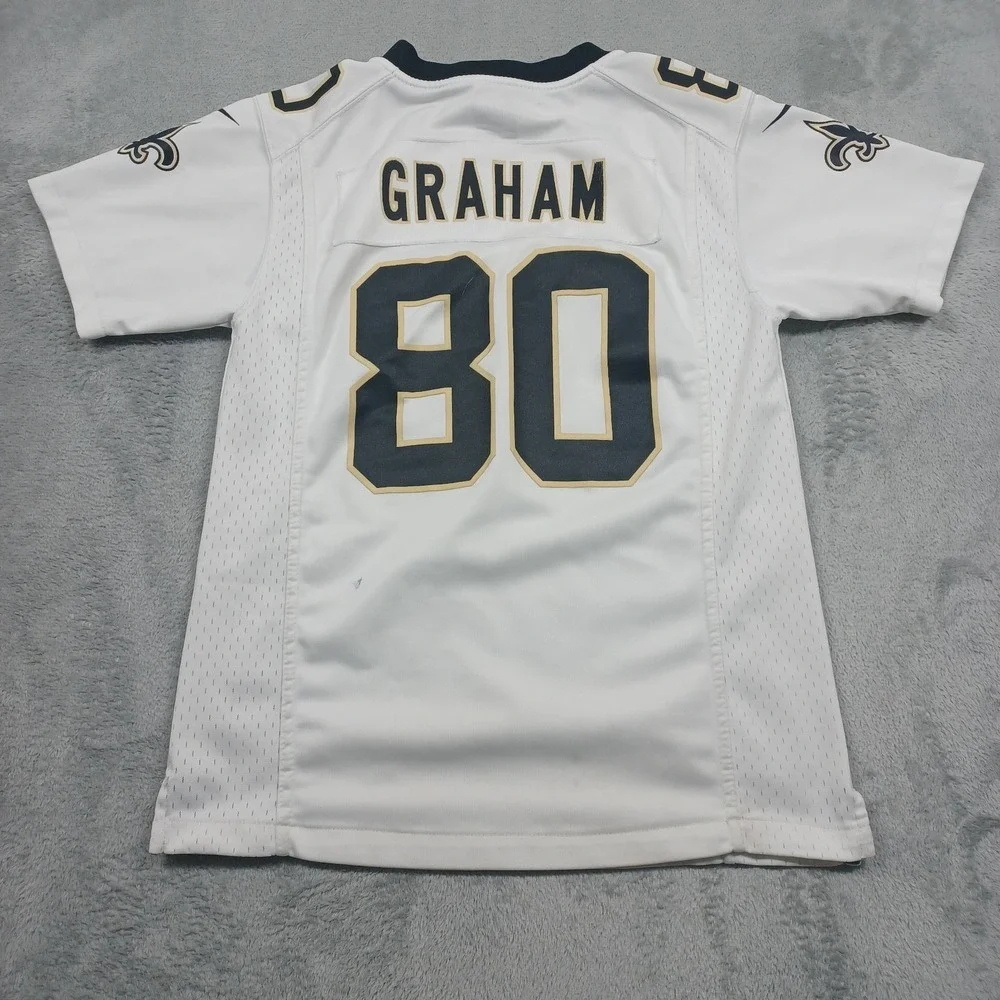 New‎ Orleans Saints Jersey Youth Medium White NFL Nike On Field Graham 80